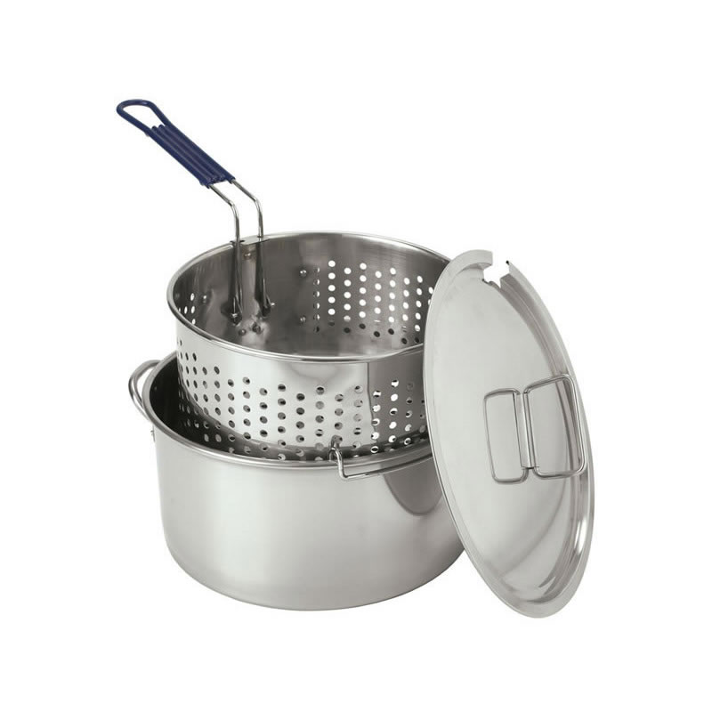 Bayou Classic 14-qt Stainless Fry Pot with Lid, Basket